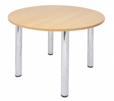 Round Meeting Table. Beech Top. 4 Chrome Round Legs